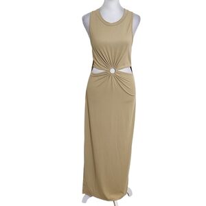 Love J Tan Sleeveless Bodycon Midi Dress NWOT Size XL Stretchy Ribbed Knit Dress